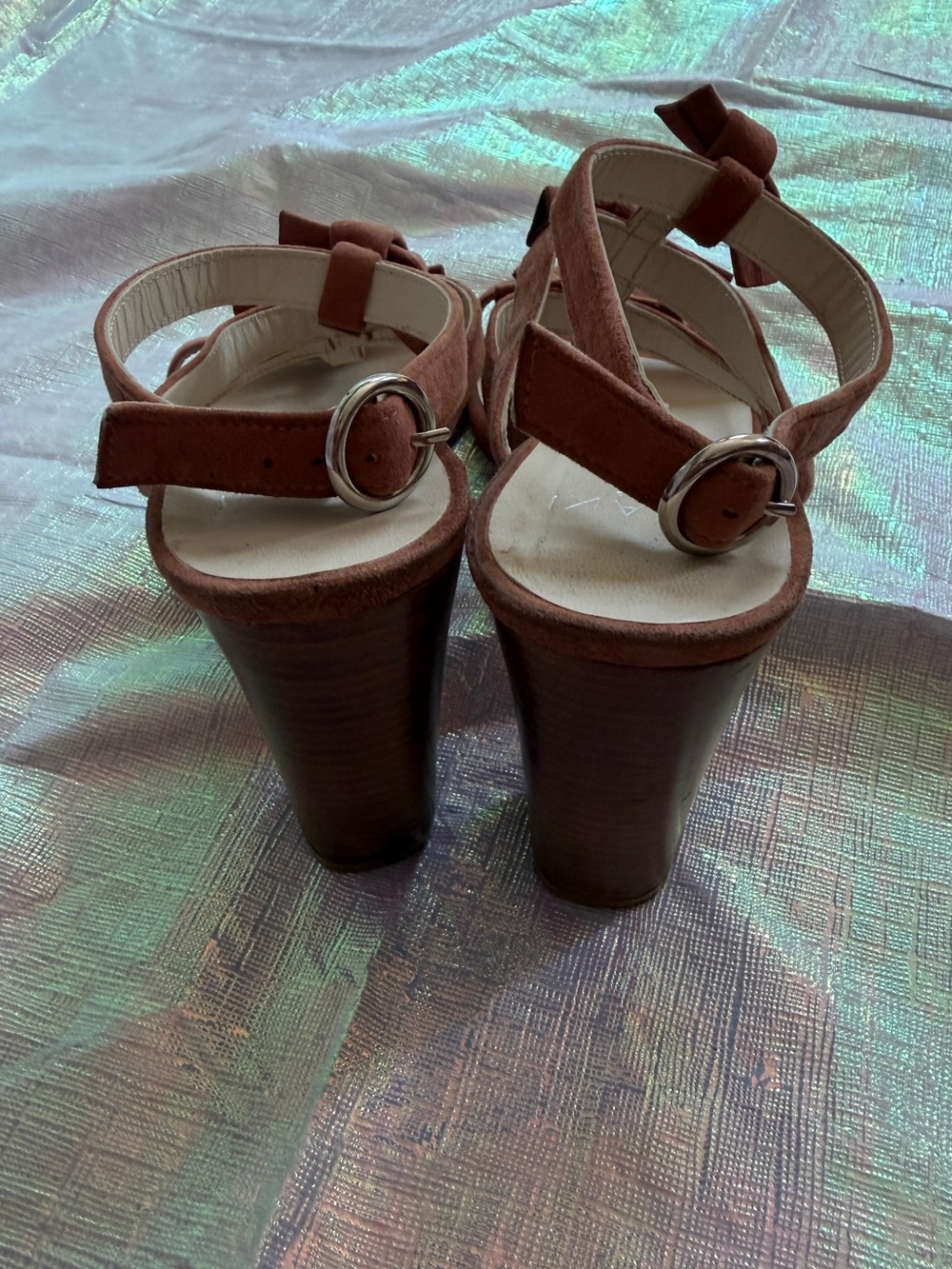 Anthropologie Anaki Paris Pink Suede Knotted Strappy Sandals - Picture 3 of 4